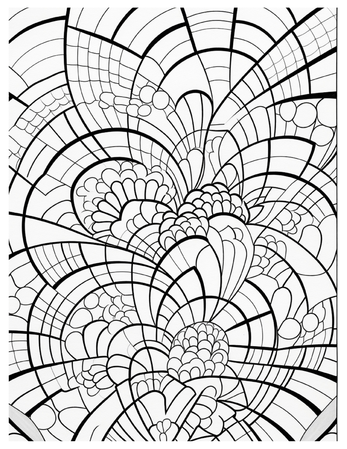 Interior Carte de Colorat pentru Adulți Arta Geometrică PDF, cu model geometric simetric pentru relaxare, Cotomag