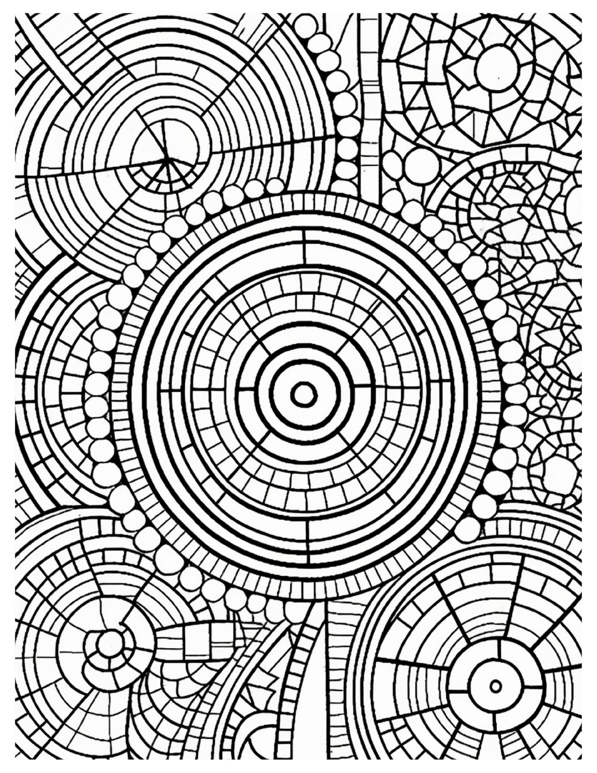Interior Carte de Colorat pentru Adulți Arta Geometrică PDF, cu model geometric simetric pentru relaxare, Cotomag 