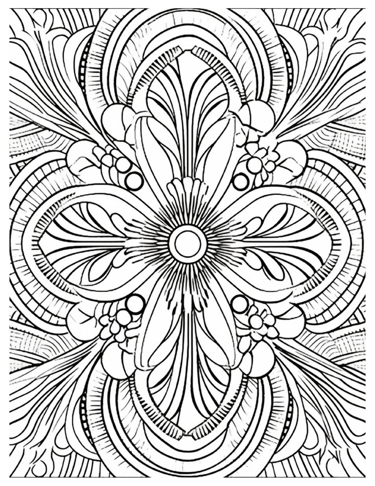 Interior Carte de Colorat pentru Adulți Arta Geometrică PDF, cu model geometric simetric pentru relaxare, Cotomag