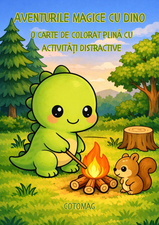 Copertă Aventuri Magice cu Dino PDF, carte de colorat și activități distractive pentru copii – Cotomag