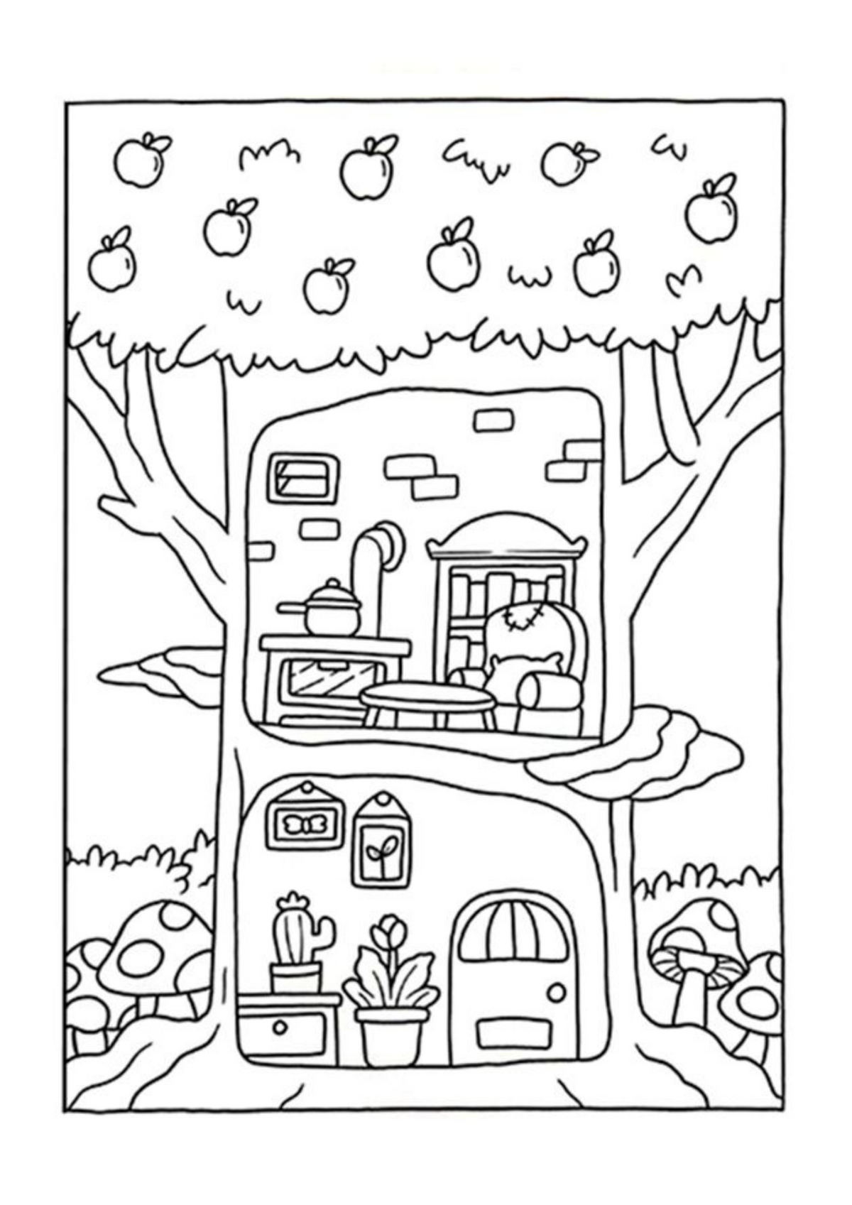 Interior Carte de Colorat Cozy Moments cu ilustrație cozy pentru relaxare, Cotomag