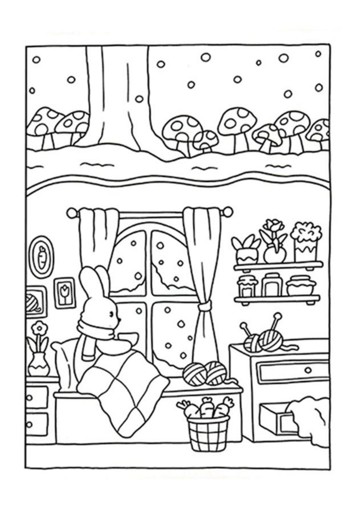 Interior Carte de Colorat Cozy Moments cu ilustrație cozy pentru relaxare, Cotomag