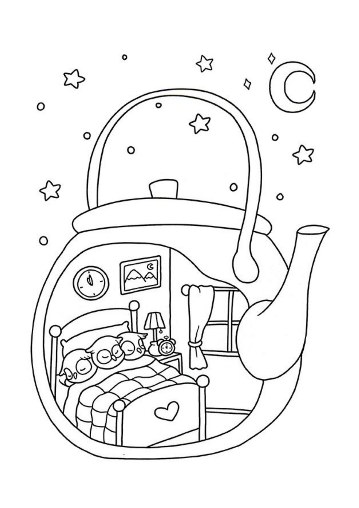 Interior Carte de Colorat Cozy Moments cu ilustrație cozy pentru relaxare, Cotomag