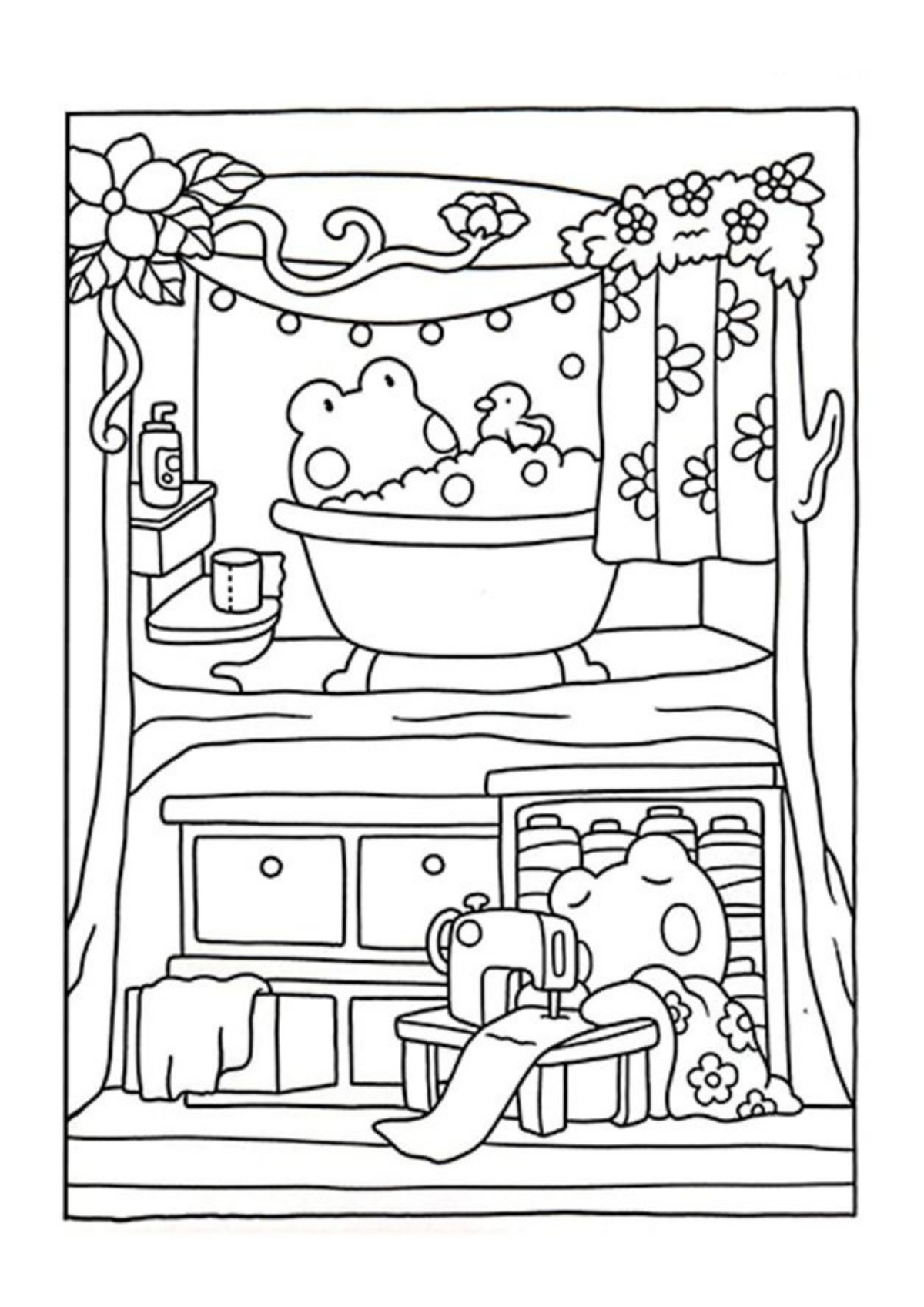 Interior Carte de Colorat Cozy Moments PDF cu ilustrație cozy imprimabilă pentru relaxare, Cotomag