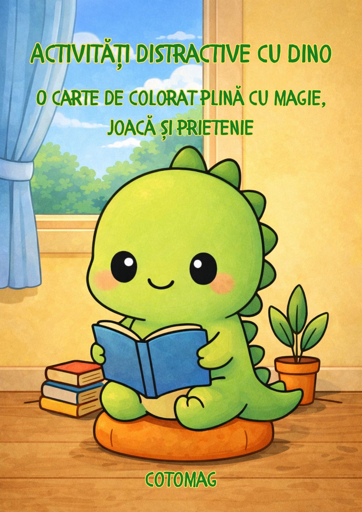 Copertă Activități Distractive cu Dino PDF, carte de colorat cu dinozauri pentru copii, Cotomag