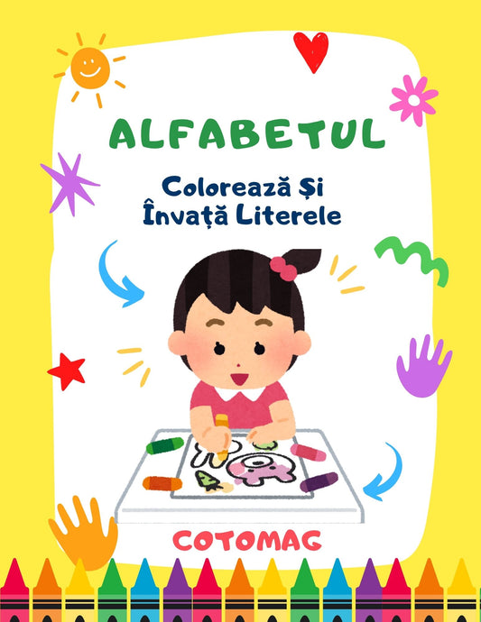 Carte cu activități PDF Alfabetul pentru copii, cu 104 pagini imprimabile pentru trasarea, recunoașterea și învățarea literelor – Cotomag
