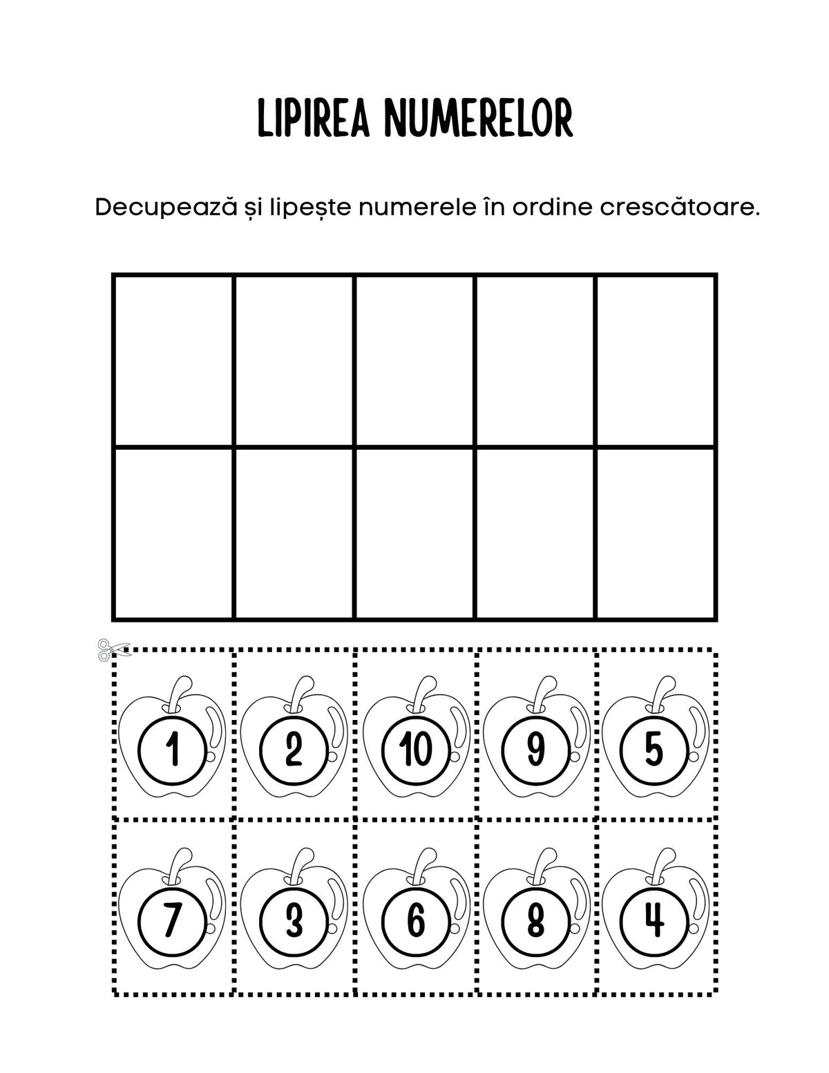 Interior fișe de lucru Numere PDF pentru copii de 3–6 ani, cu exerciții imprimabile de trasare și scriere, Cotomag