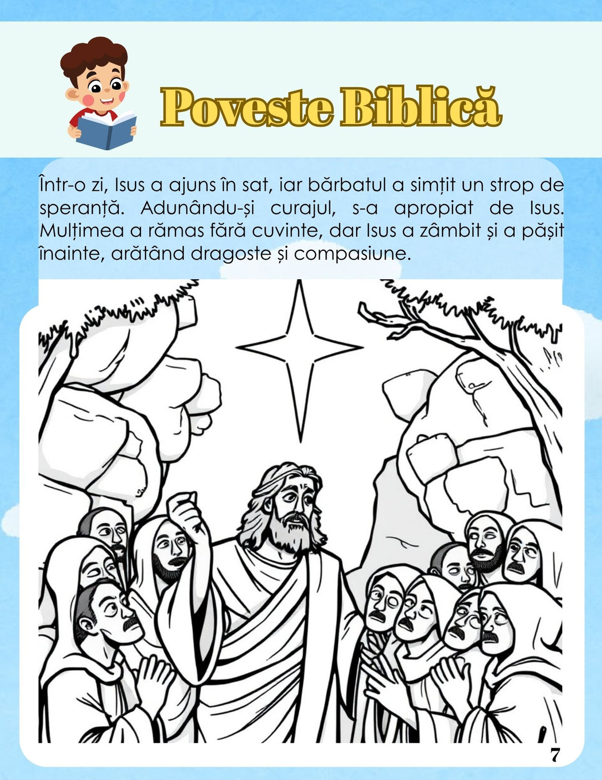 Interior caiet de lucru PDF pentru micii credincioși, cu exerciții despre valori spirituale, reflecție și pagini de colorat imprimabile – Cotomag