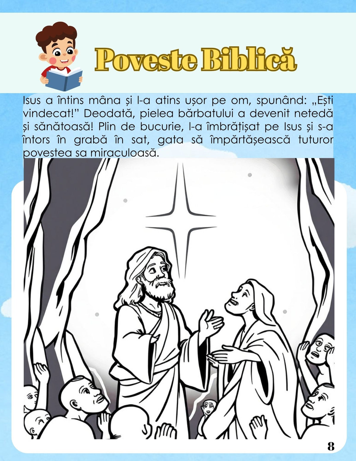Interior caiet de lucru PDF pentru micii credincioși, cu exerciții despre valori spirituale, reflecție și pagini de colorat imprimabile – Cotomag