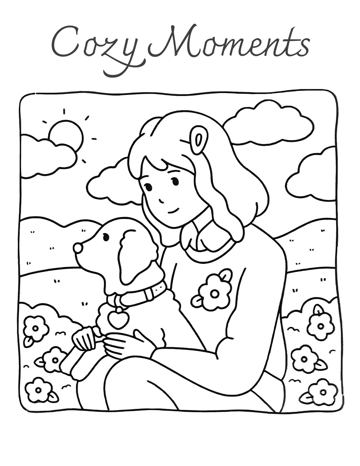 Interiorul cărții Cozy Moments – Activități Relaxante: Artă Terapeutică PDF, cu ilustrații cozy imprimabile pentru colorat – Cotomag