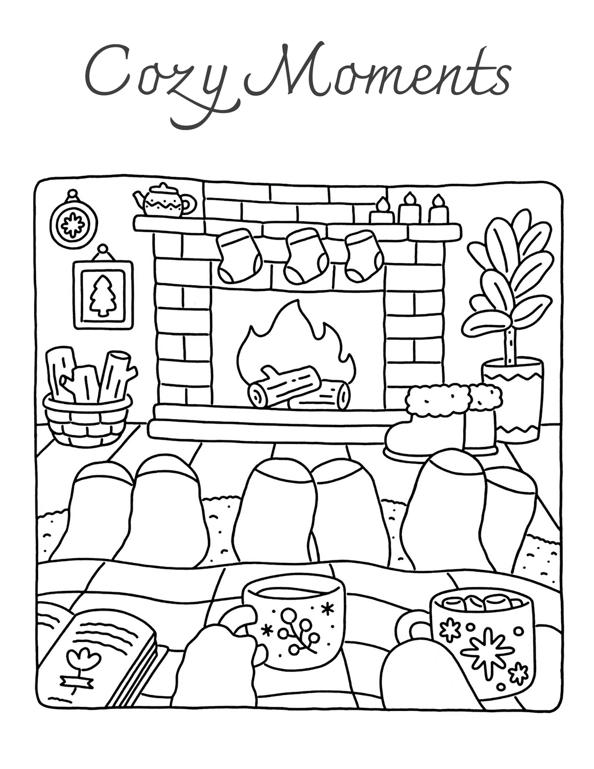 Interiorul cărții Cozy Moments – Prietenie Adevărată PDF, cu scene despre prietenie și personaje de colorat imprimabile – Cotomag