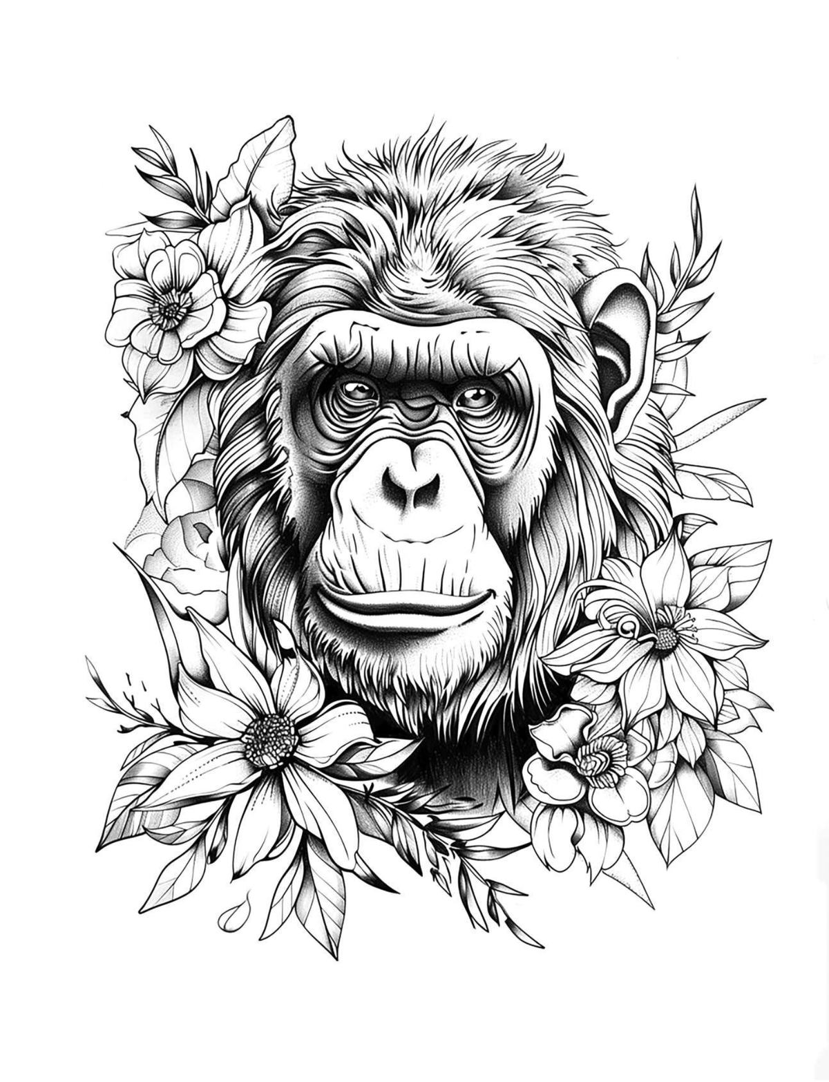 Interior carte de colorat PDF pentru adulți și copii, cu planșă imprimabilă reprezentând animale și elemente florale – Cotomag