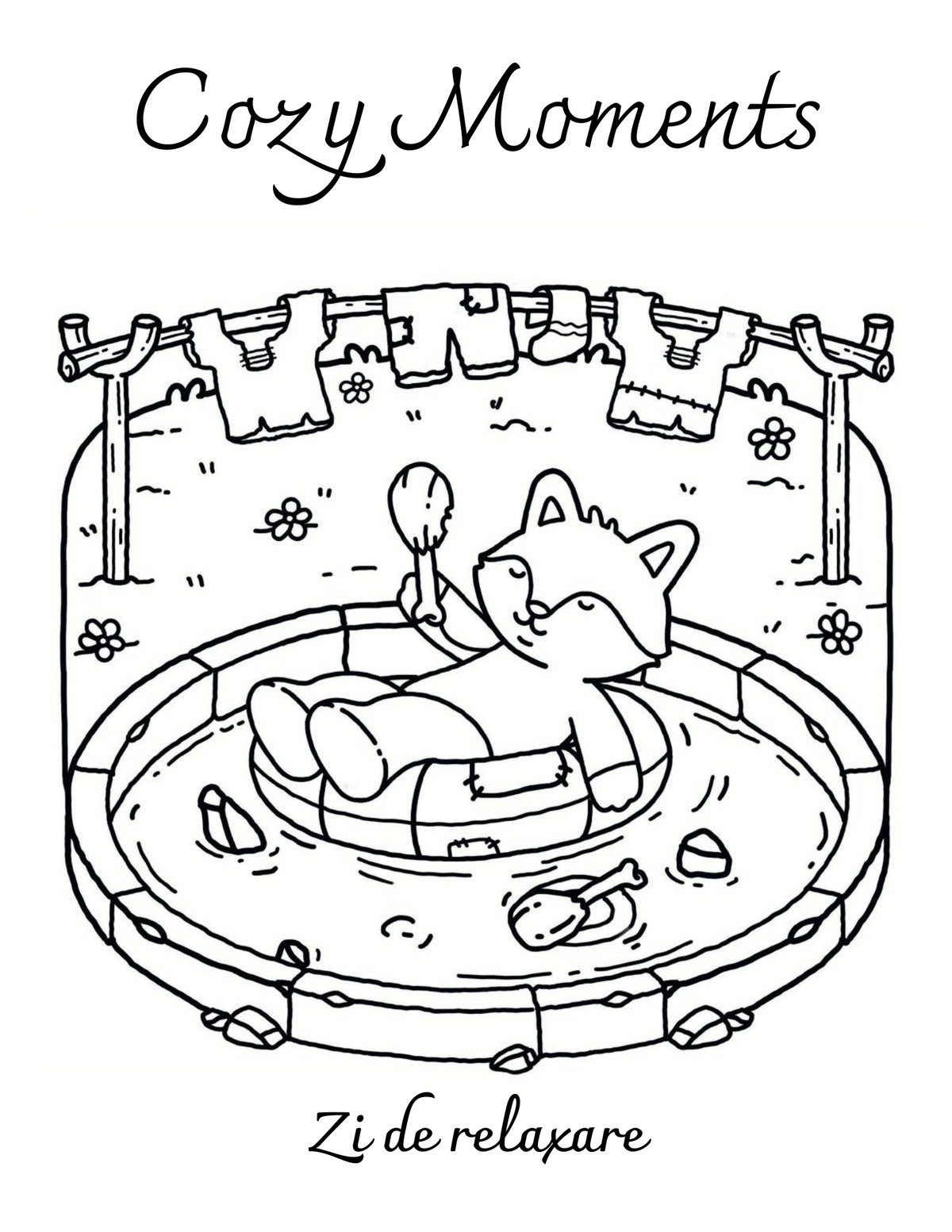 Interiorul cărții Cozy Moments – Povești Misterioase din Epoca de Piatră PDF, cu animale preistorice și scene cozy imprimabile – Cotomag