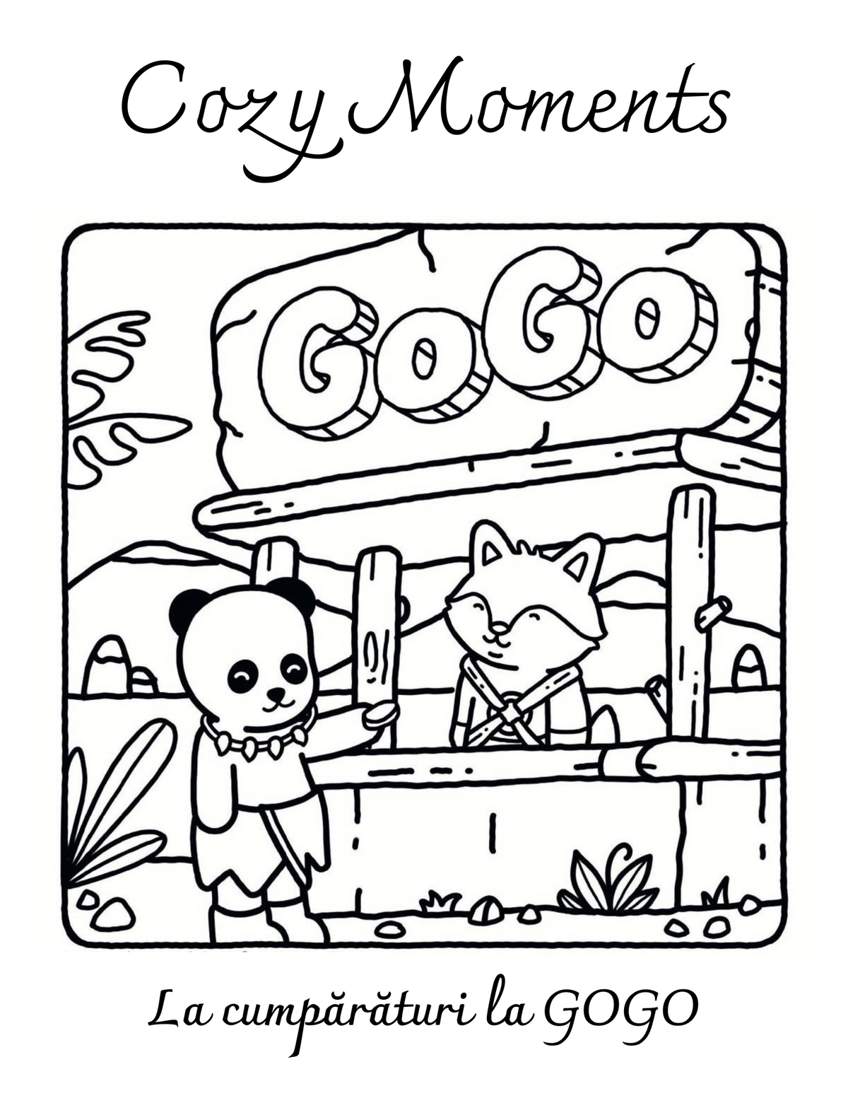 Interiorul cărții Cozy Moments – Povești Misterioase din Epoca de Piatră PDF, cu animale preistorice și scene cozy imprimabile – Cotomag