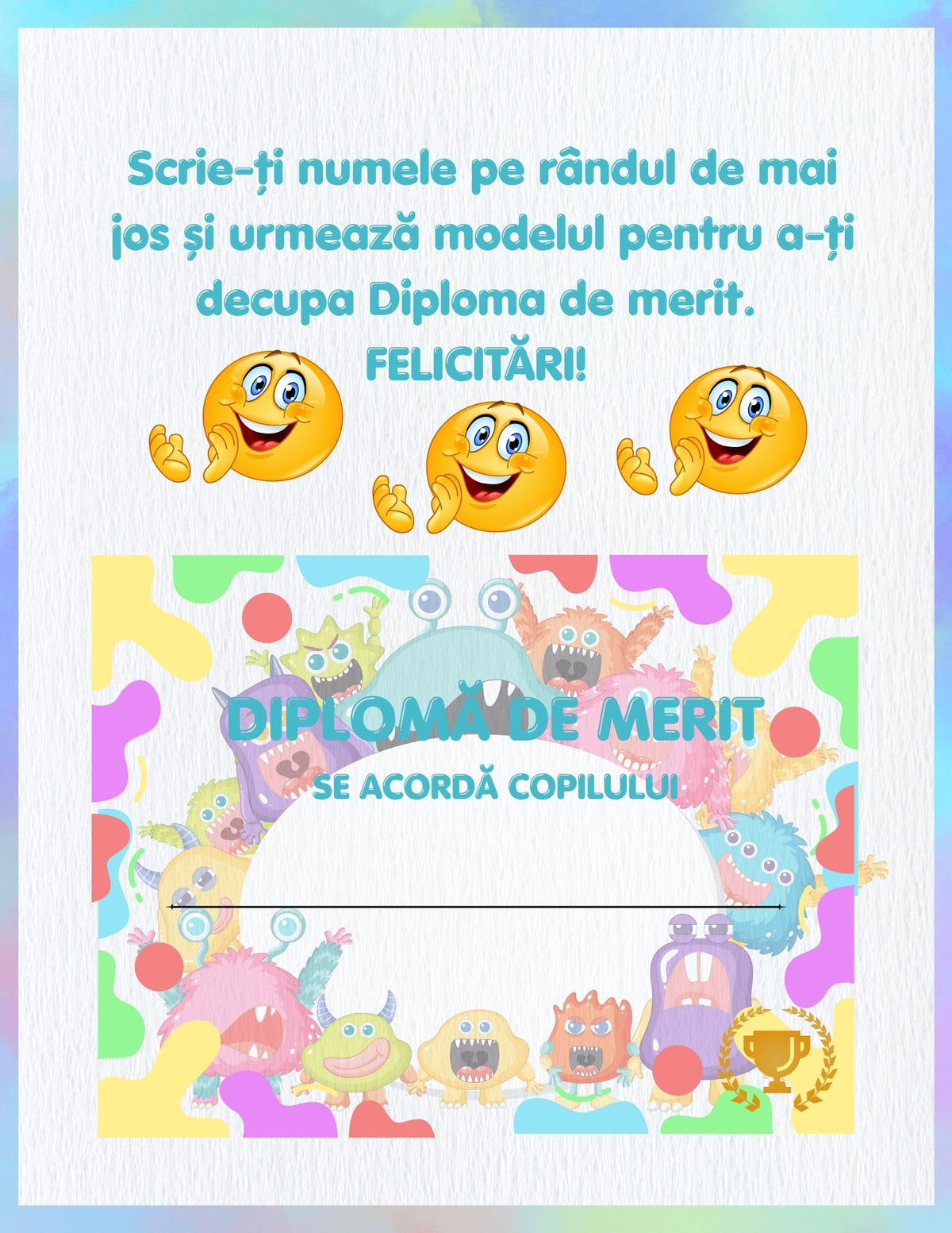 Interior carte de colorat PDF pentru copii, cu planșă imprimabilă cu o creatură jucăușă și fantastică – Cotomag