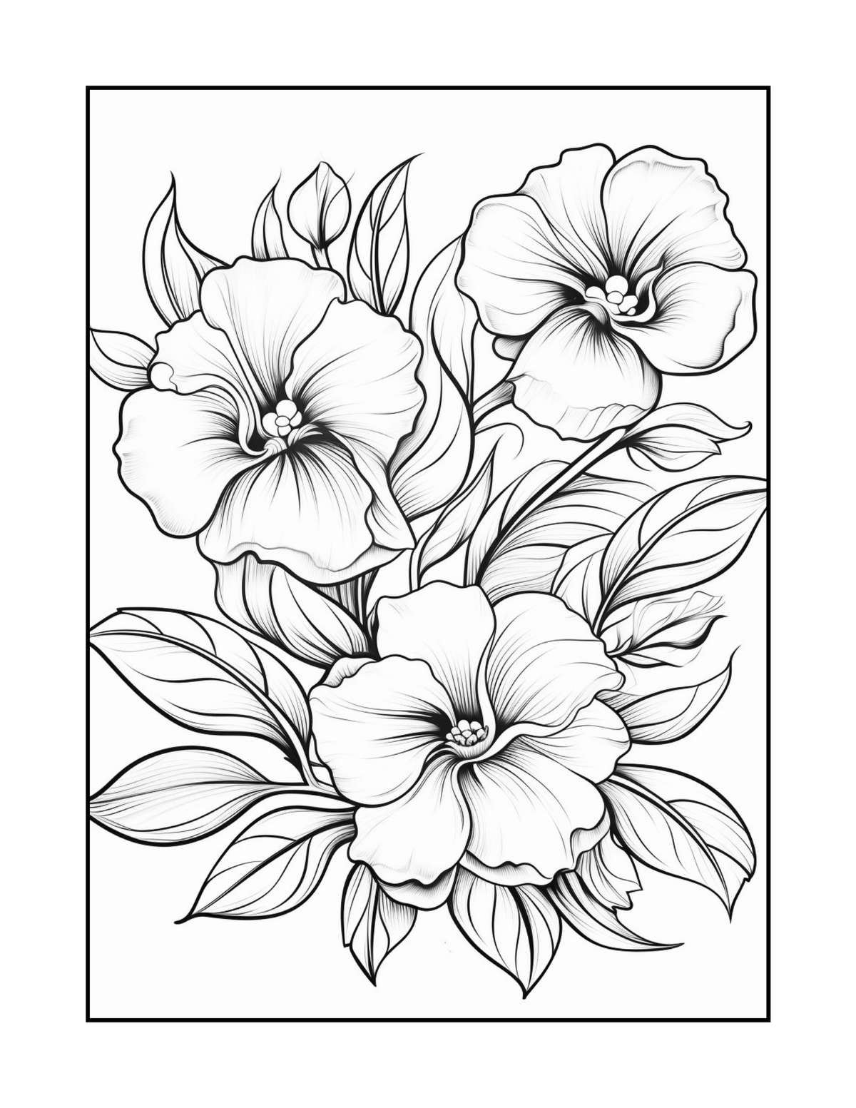 Interior carte de colorat PDF pentru adulți, cu planșă florală imprimabilă pentru relaxare, creativitate și reducerea stresului – Cotomag