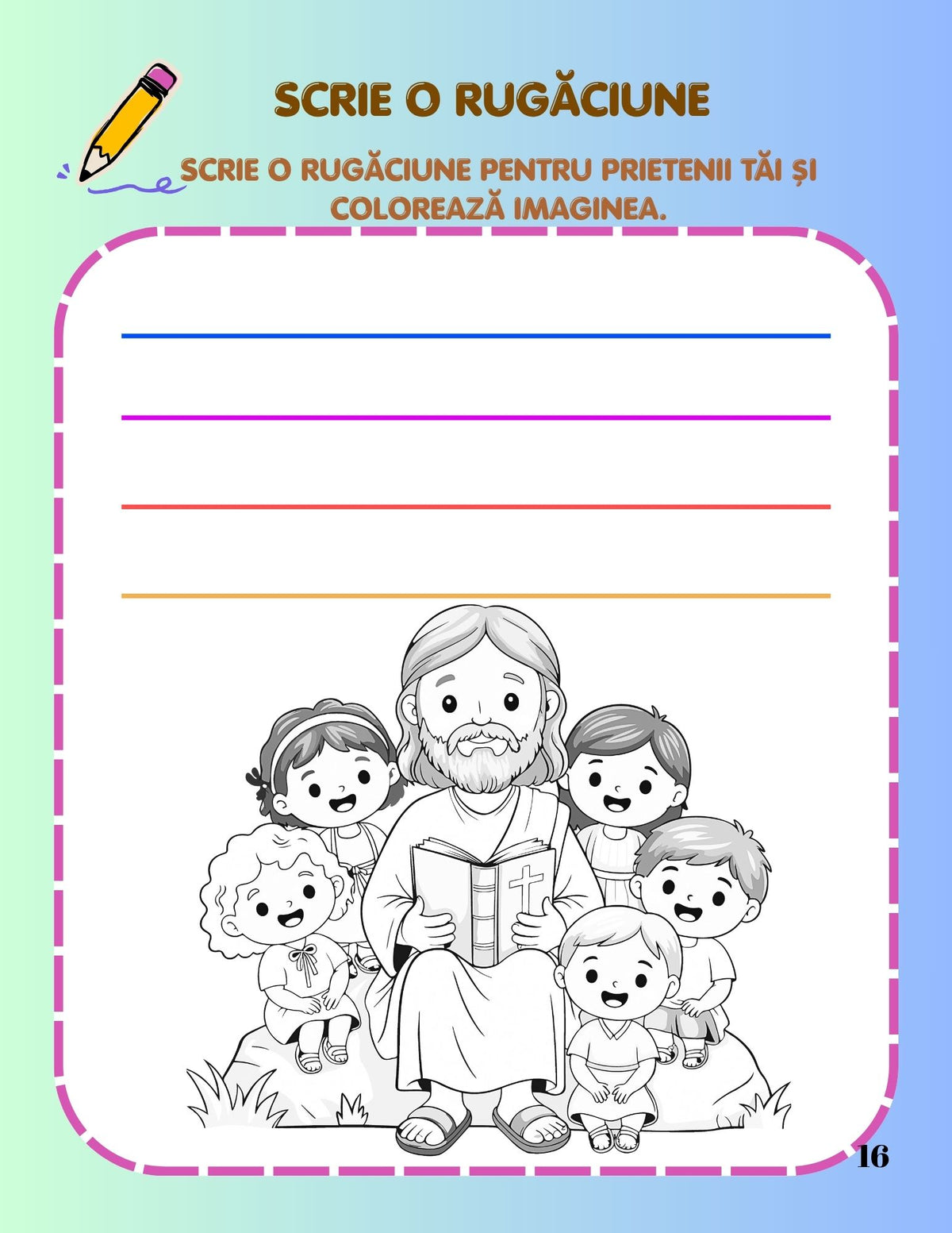 Interior carte de rugăciuni PDF pentru copii, cu rugăciuni simple, activități creative și planșe de colorat imprimabile – Cotomag