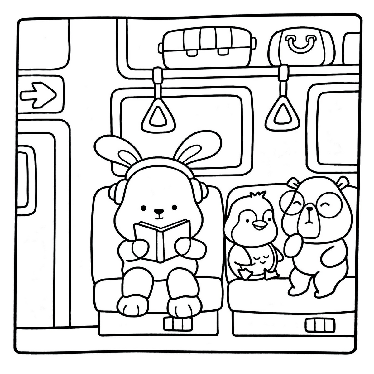 Interior Cozy Animals PDF, cu ilustrații de colorat cu animale, așezate pe o singură parte a filei, cu verso liber – Cotomag