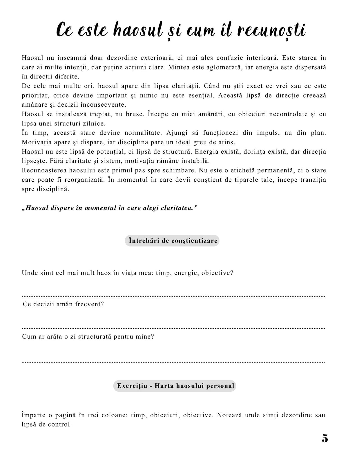 Interior Jurnalul Activează-ți Motivația PDF – exerciții și tehnici pentru disciplină și reducerea procrastinării, cotomag.ro