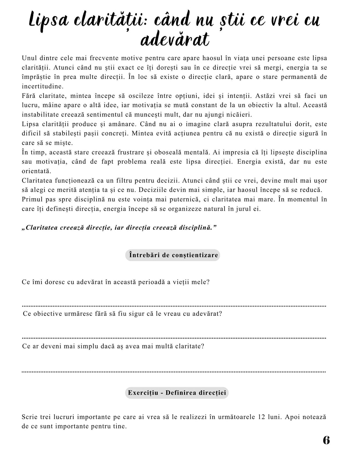 Interior Jurnalul Activează-ți Motivația PDF – exerciții și tehnici pentru disciplină și reducerea procrastinării, cotomag.ro