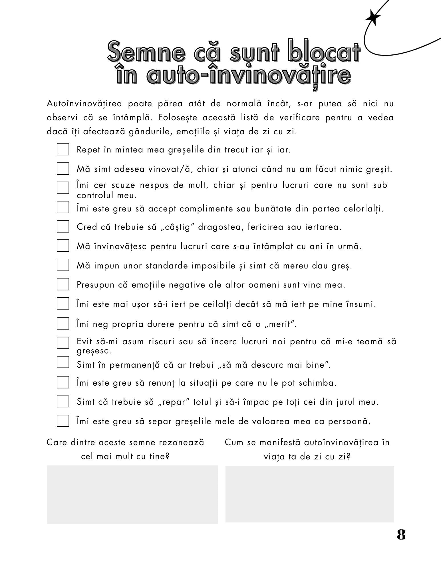 Interior Jurnalul de Lucru PDF Eliberarea de Autoinvinovățire – exerciții practice pentru reducerea vinovăției și construirea blândeții și acceptării de sine, cotomag.ro