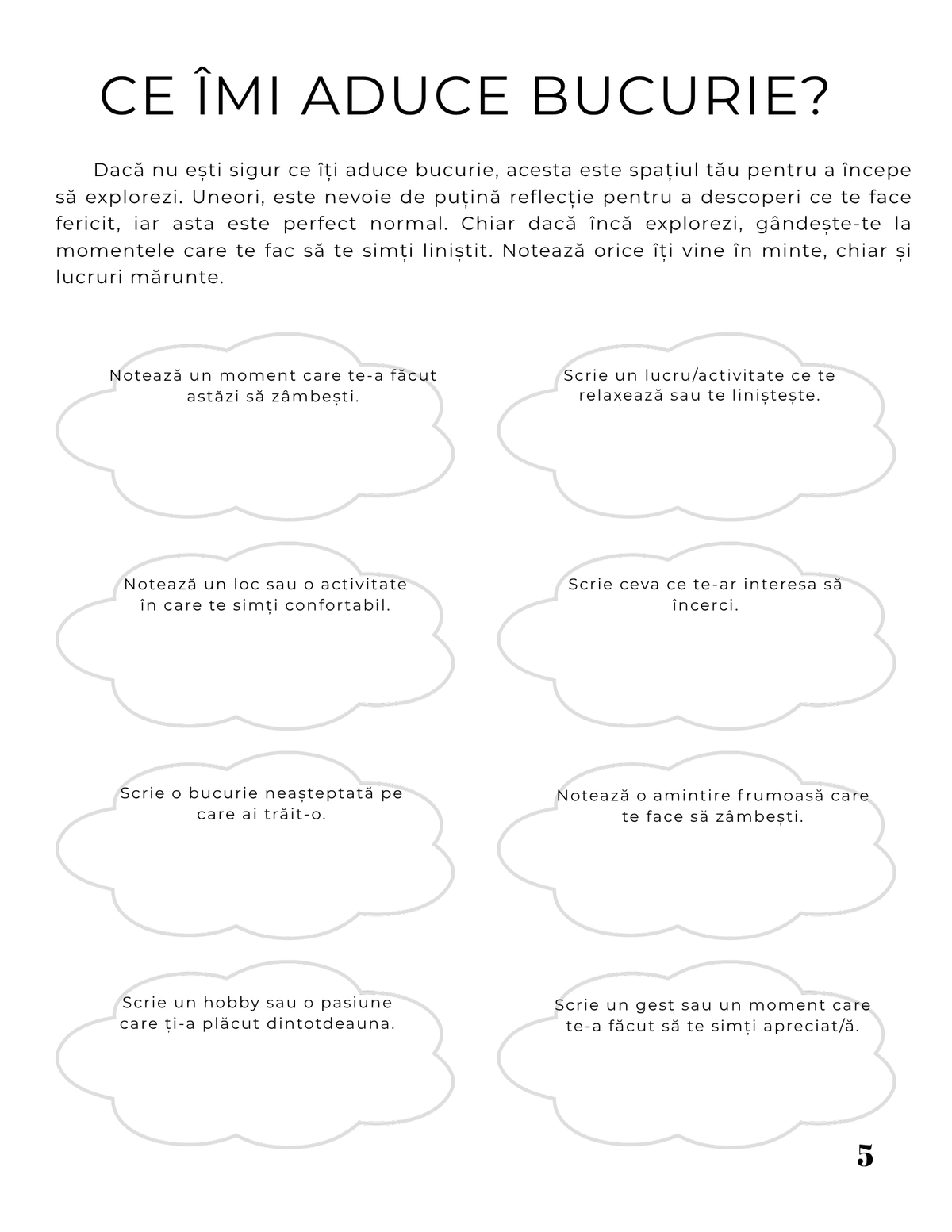 Interior Jurnalul Bucuriei PDF – exerciții și întrebări pentru recunoștință și schimbarea perspectivei, cotomag.ro