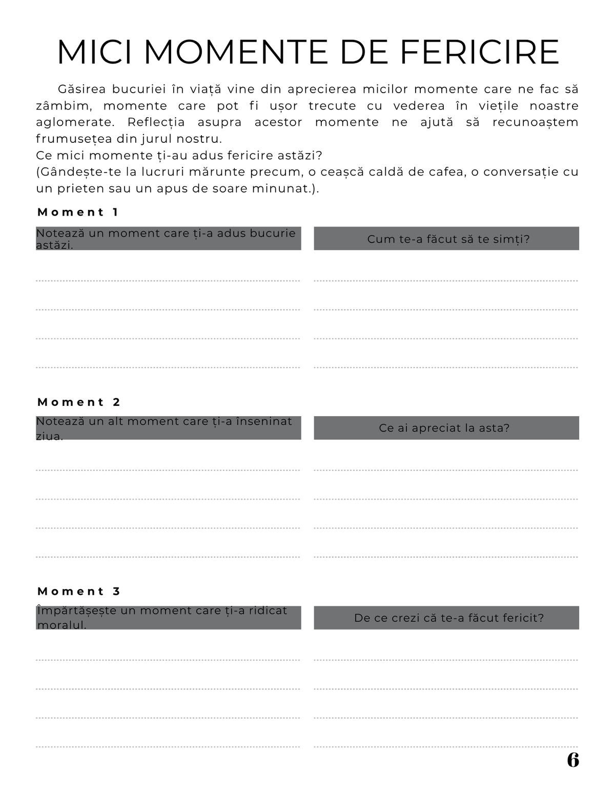 Interior Jurnalul Bucuriei PDF – exerciții și întrebări pentru recunoștință și schimbarea perspectivei, cotomag.ro