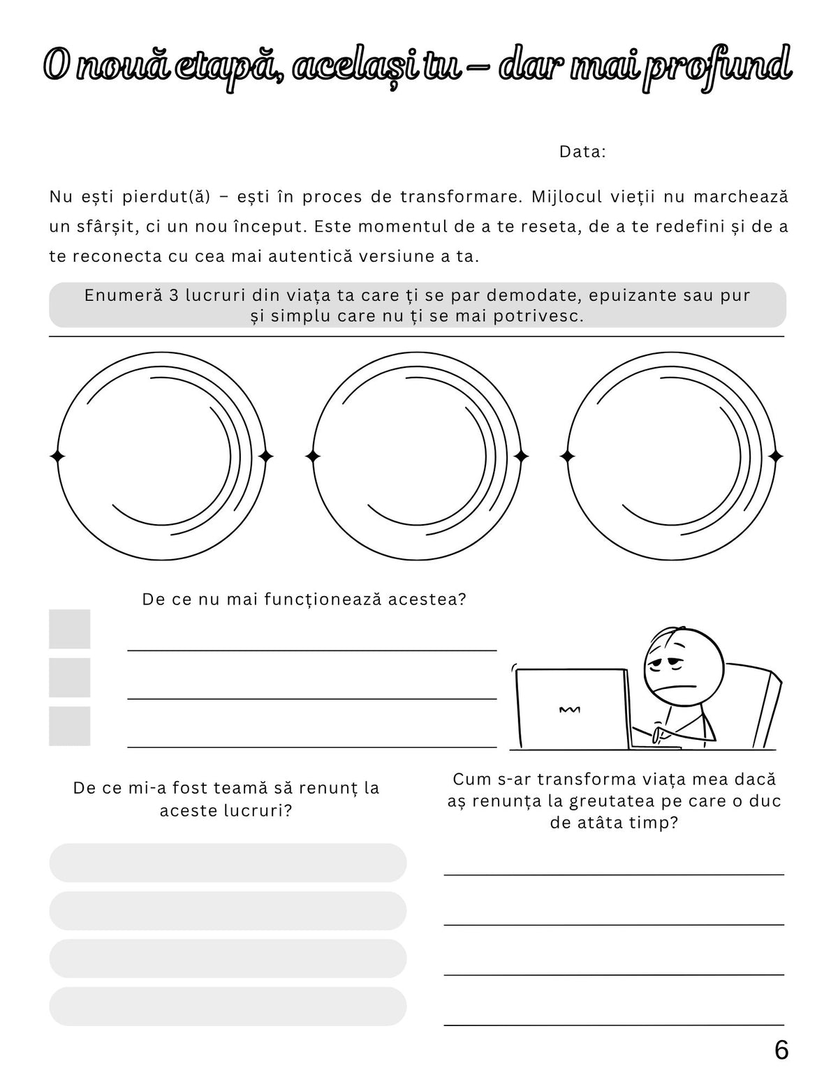 Interior Jurnal de Lucru PDF pentru Depășirea Crizei Vârstei Mijlocii – exerciții și întrebări pentru claritate și redefinirea priorităților, cotomag.ro