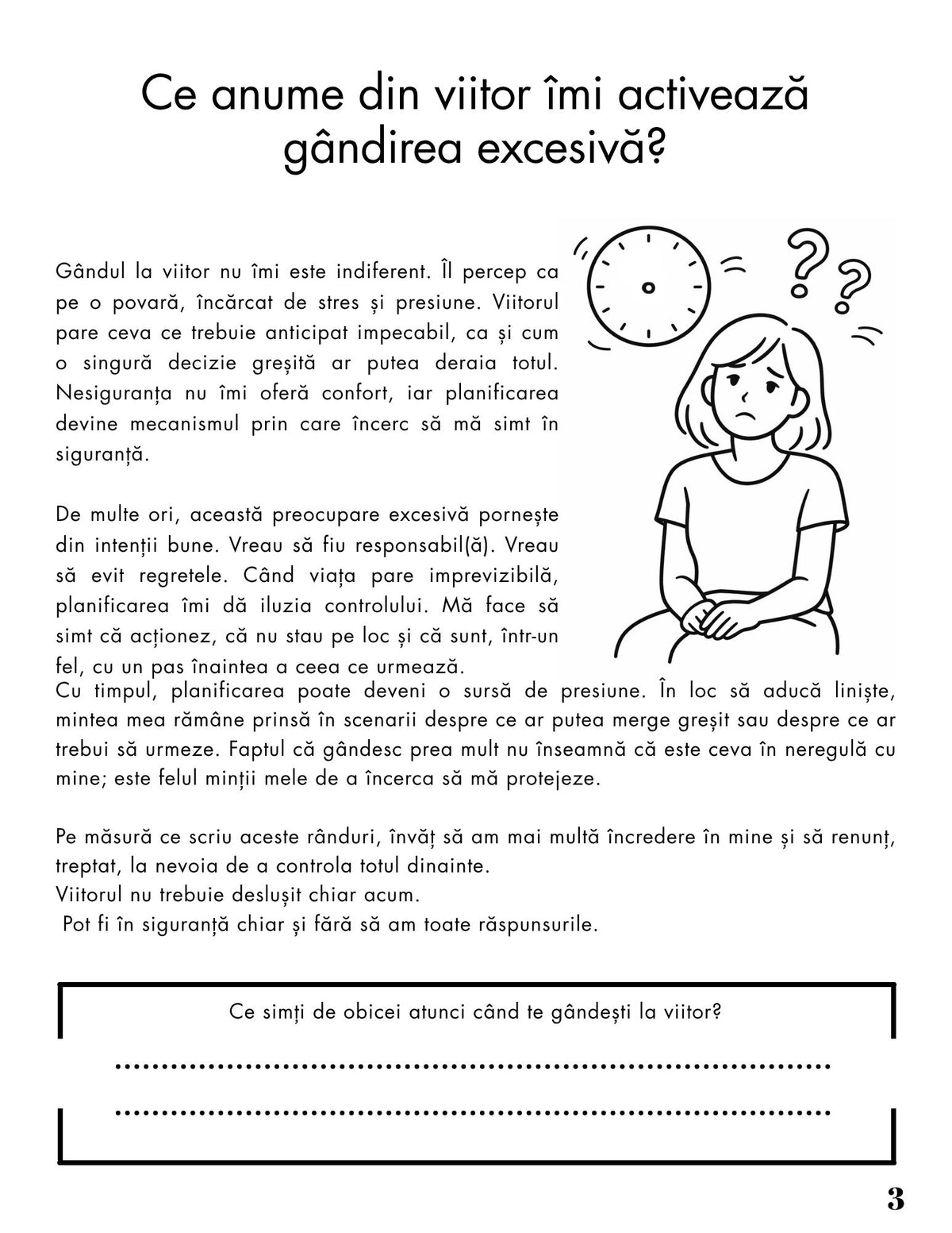 Interior Jurnalul pentru Eliberarea Grijilor asupra Viitorului PDF – exerciții și tehnici pentru reducerea anxietății și incertitudinii, cotomag.ro