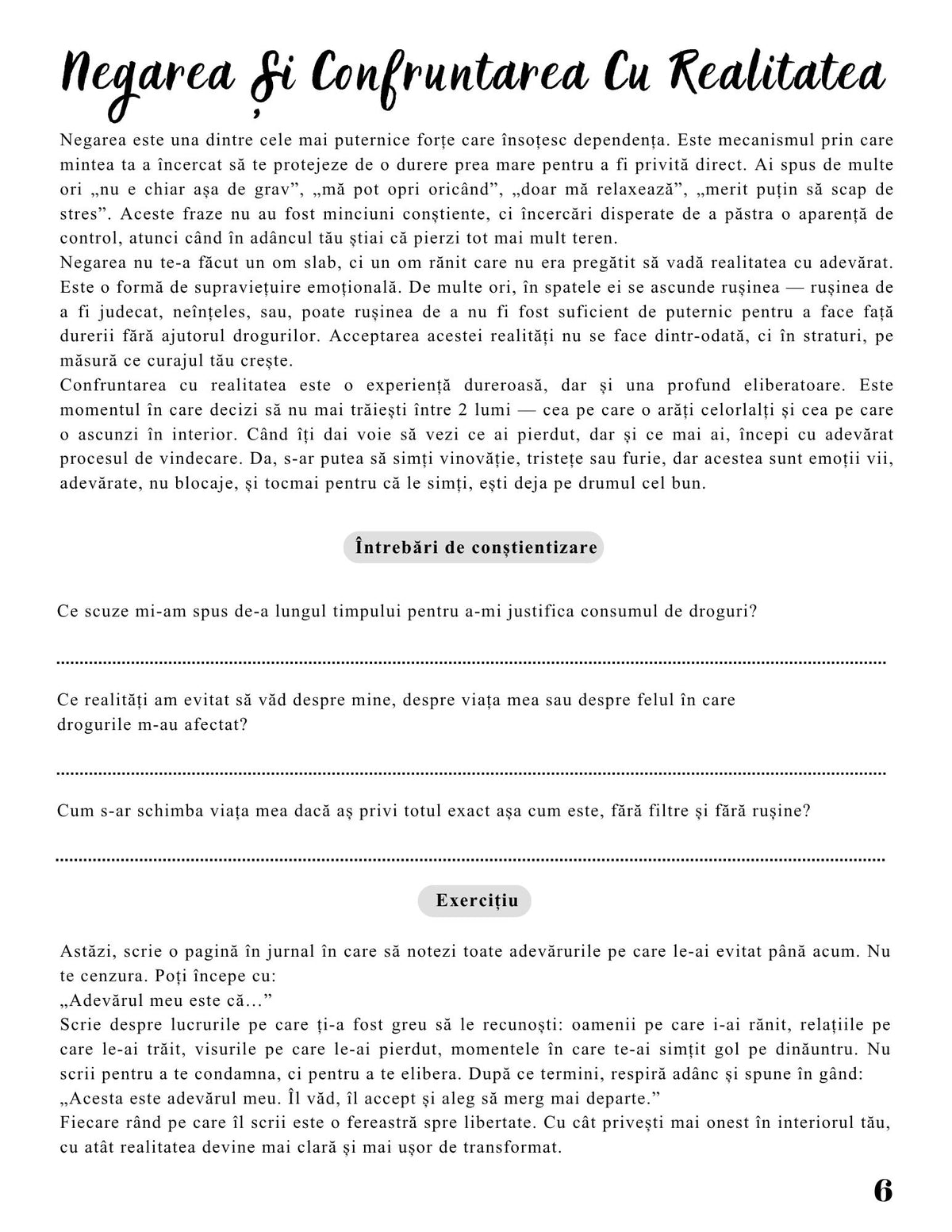 Interior Jurnalul Eliberării Mele PDF Dependența de Droguri – exerciții și întrebări pentru conștientizarea tiparelor comportamentale, cotomag.ro