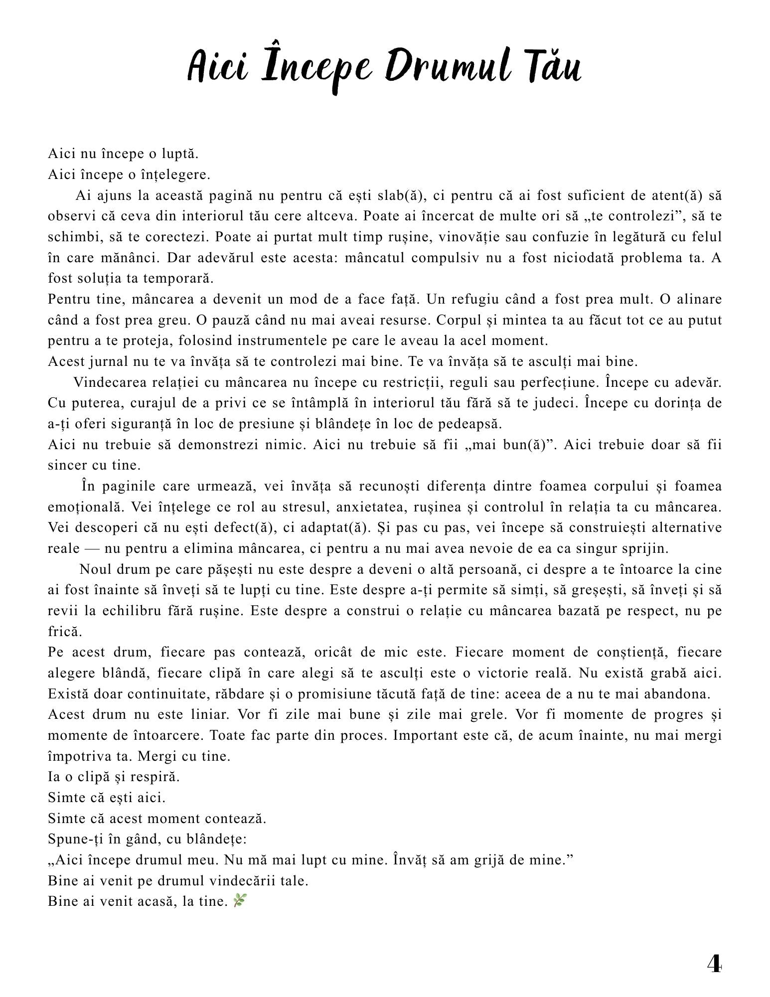 Interior Jurnalul Eliberării Mele PDF Mâncatul Compulsiv – exerciții și întrebări pentru conștientizare emoțională și identificarea tiparelor, cotomag.ro