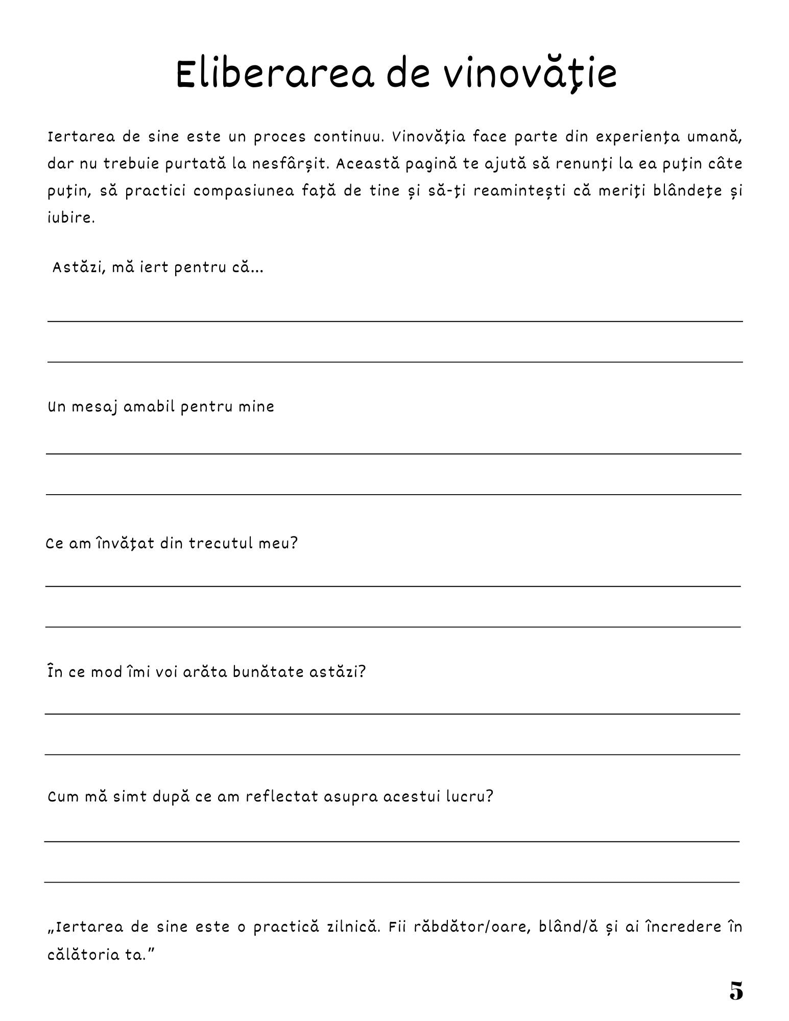 Interior Jurnalul Eliberării Mele PDF Iertarea de Sine – exerciții și întrebări pentru procesarea vinovăției și acceptare, cotomag.ro