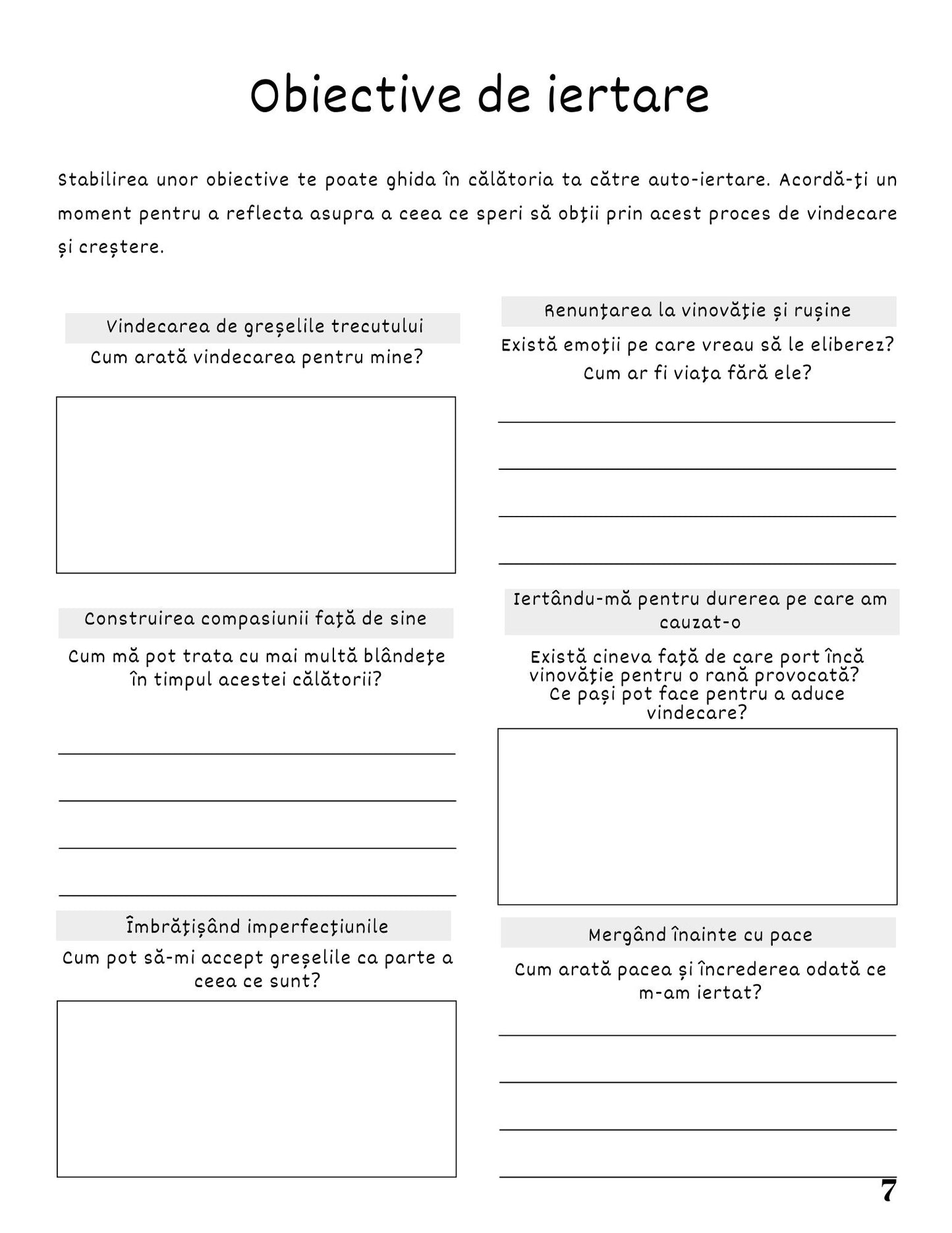 Interior Jurnalul Eliberării Mele PDF Iertarea de Sine – exerciții și întrebări pentru procesarea vinovăției și acceptare, cotomag.ro