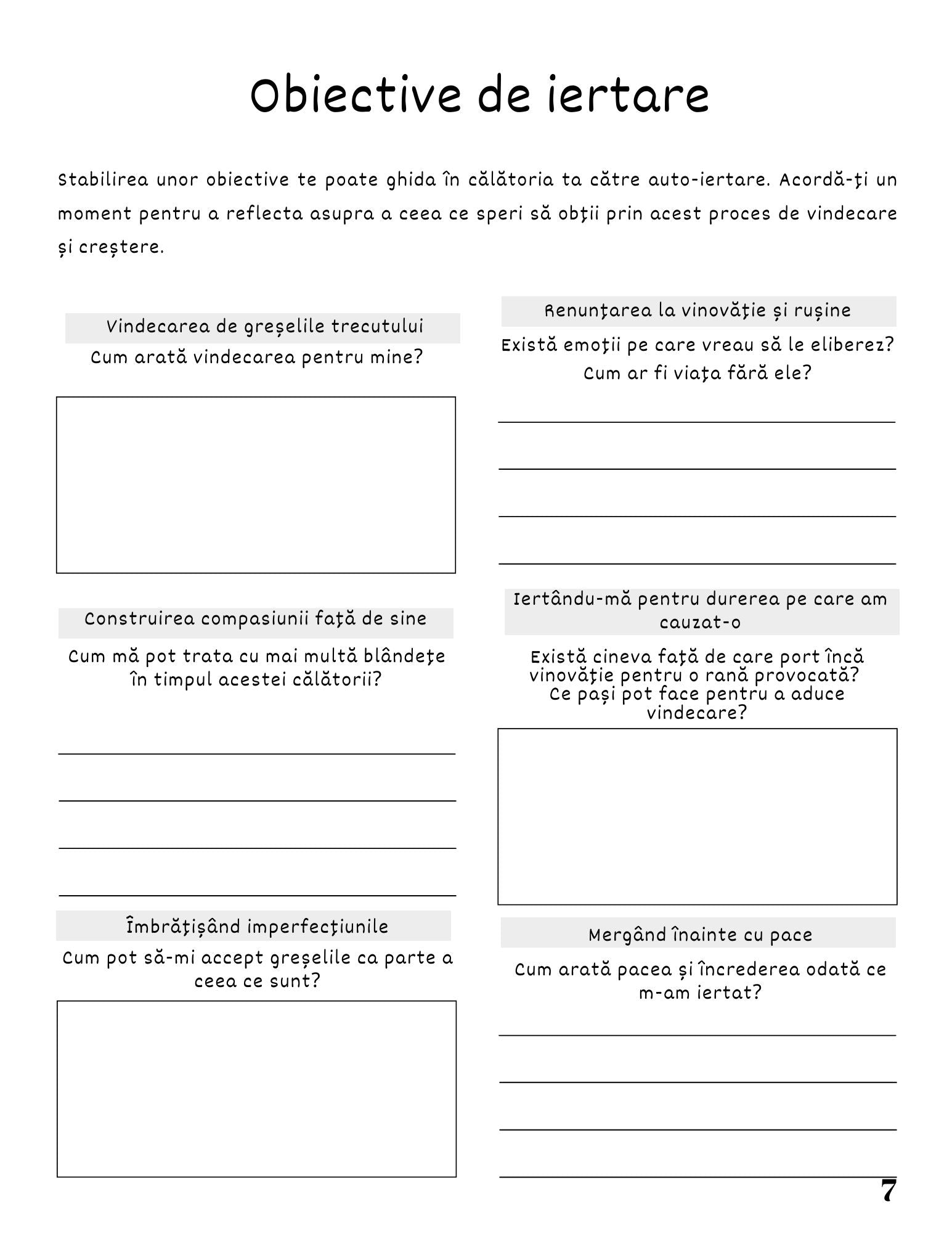 Interior Jurnalul Eliberării Mele PDF Iertarea de Sine – exerciții și întrebări pentru procesarea vinovăției și acceptare, cotomag.ro