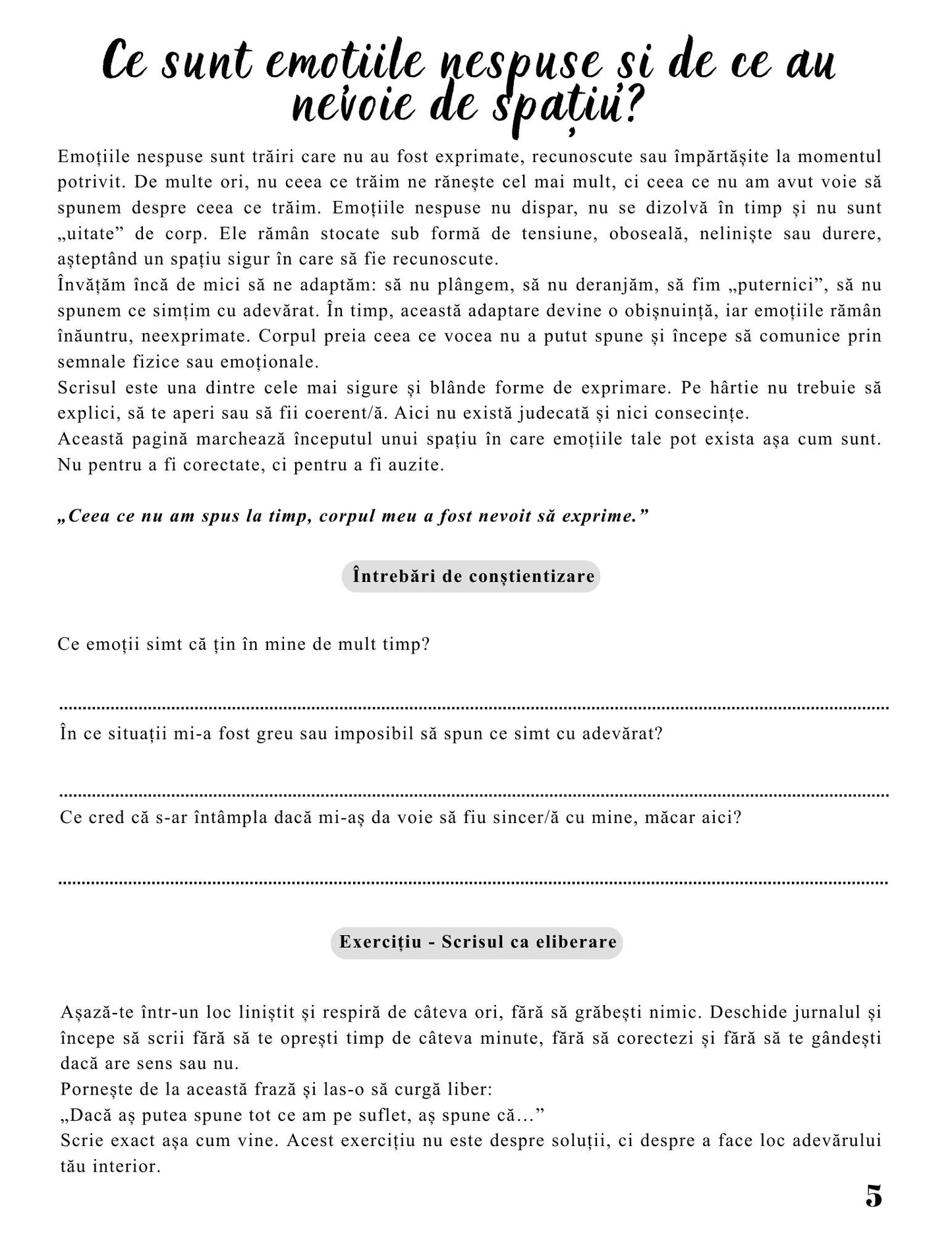 Interior Jurnalul Vindecării Mele PDF Emoțiile Nespuse Devin Boală – exerciții practice pentru exprimarea și eliberarea emoțiilor reprimate și recăpătarea echilibrului interior, cotomag.ro