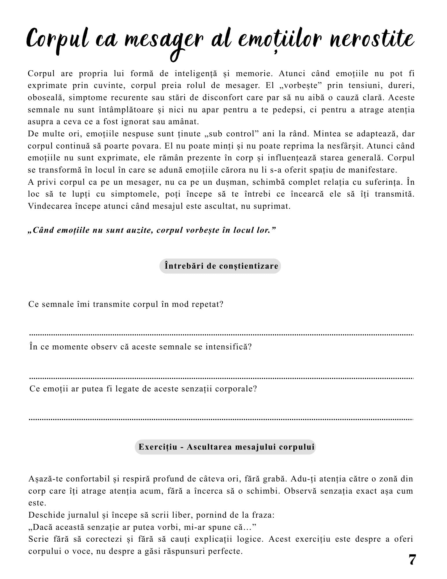 Interior Jurnalul Vindecării Mele PDF Emoțiile Nespuse Devin Boală – exerciții practice pentru exprimarea și eliberarea emoțiilor reprimate și recăpătarea echilibrului interior, cotomag.ro