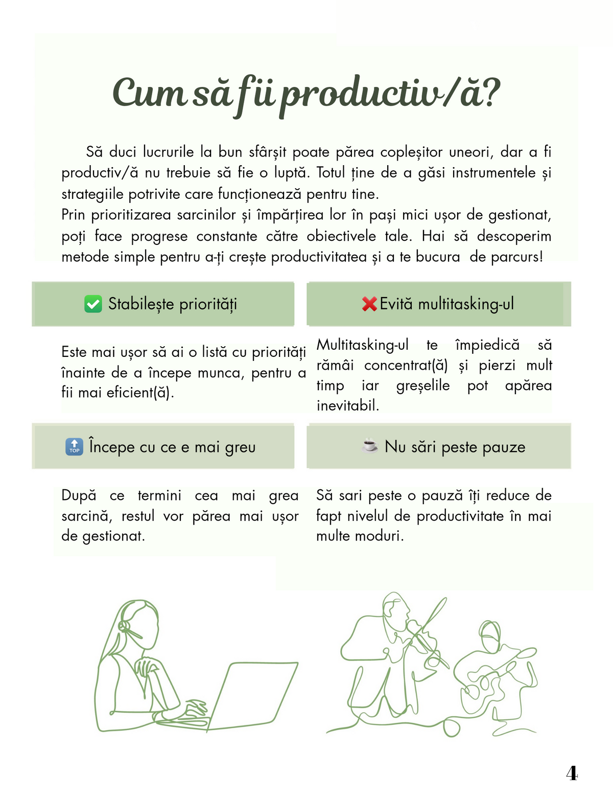 Interior Jurnalul Fii Mai Productiv PDF – planificare zilnică și exerciții pentru focus și prioritizare, cotomag.ro
