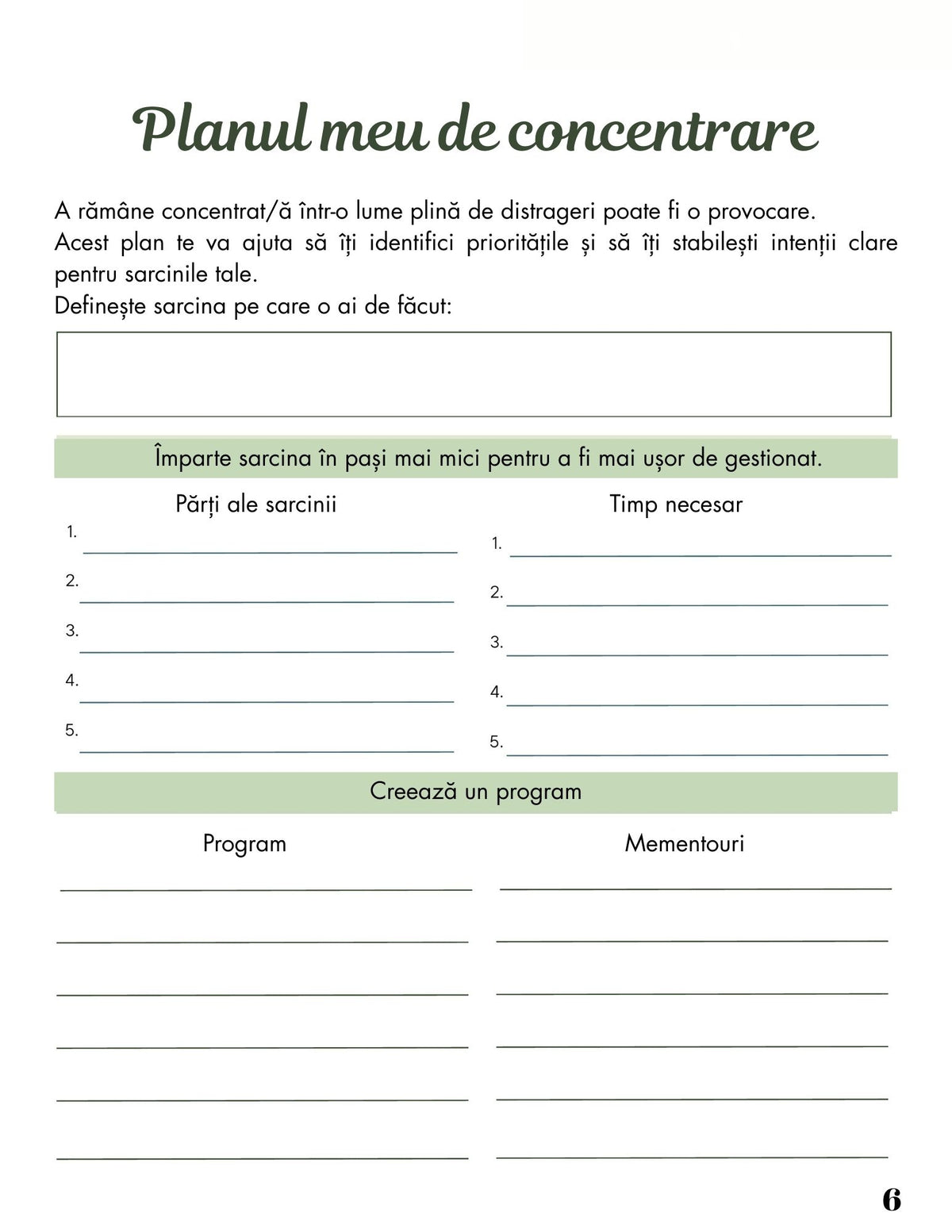 Interior Jurnalul Fii Mai Productiv PDF – planificare zilnică și exerciții pentru focus și prioritizare, cotomag.ro