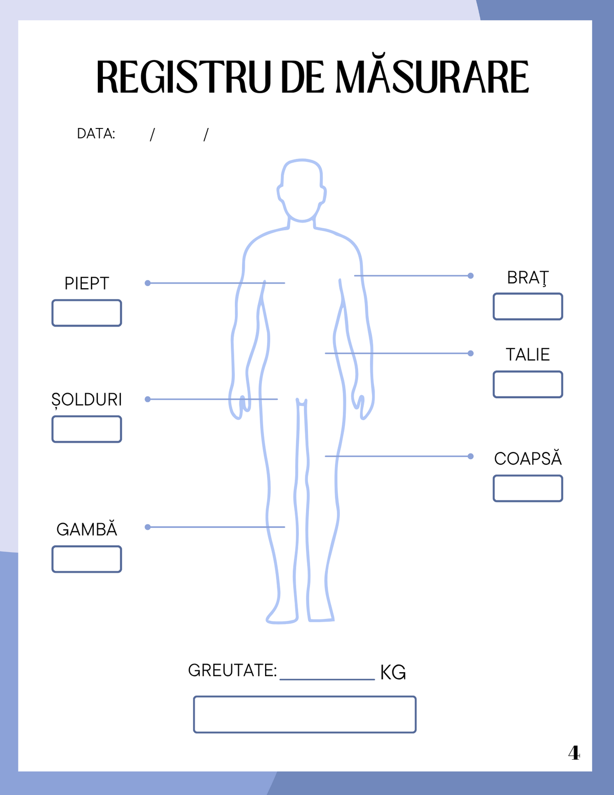 Interior Jurnalul de Fitness PDF – planificare antrenamente și spațiu pentru monitorizarea progresului fizic, cotomag.ro