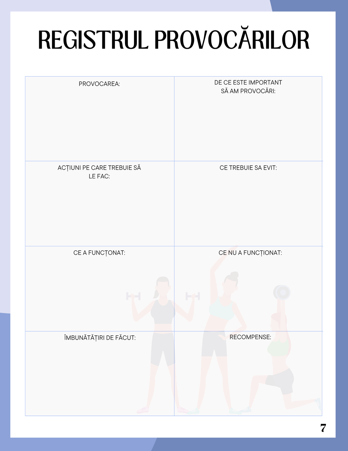Interior Jurnalul de Fitness PDF – planificare antrenamente și spațiu pentru monitorizarea progresului fizic, cotomag.ro