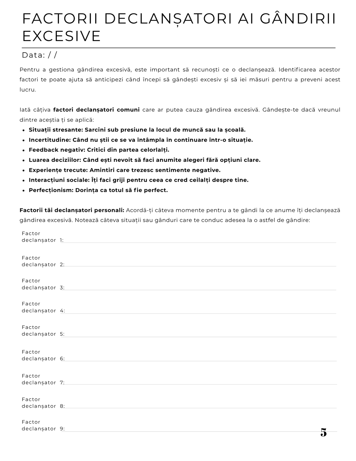 Interior Jurnalul Gândirii Pozitive PDF – exerciții și întrebări pentru restructurarea gândirii și conștientizare, cotomag.ro