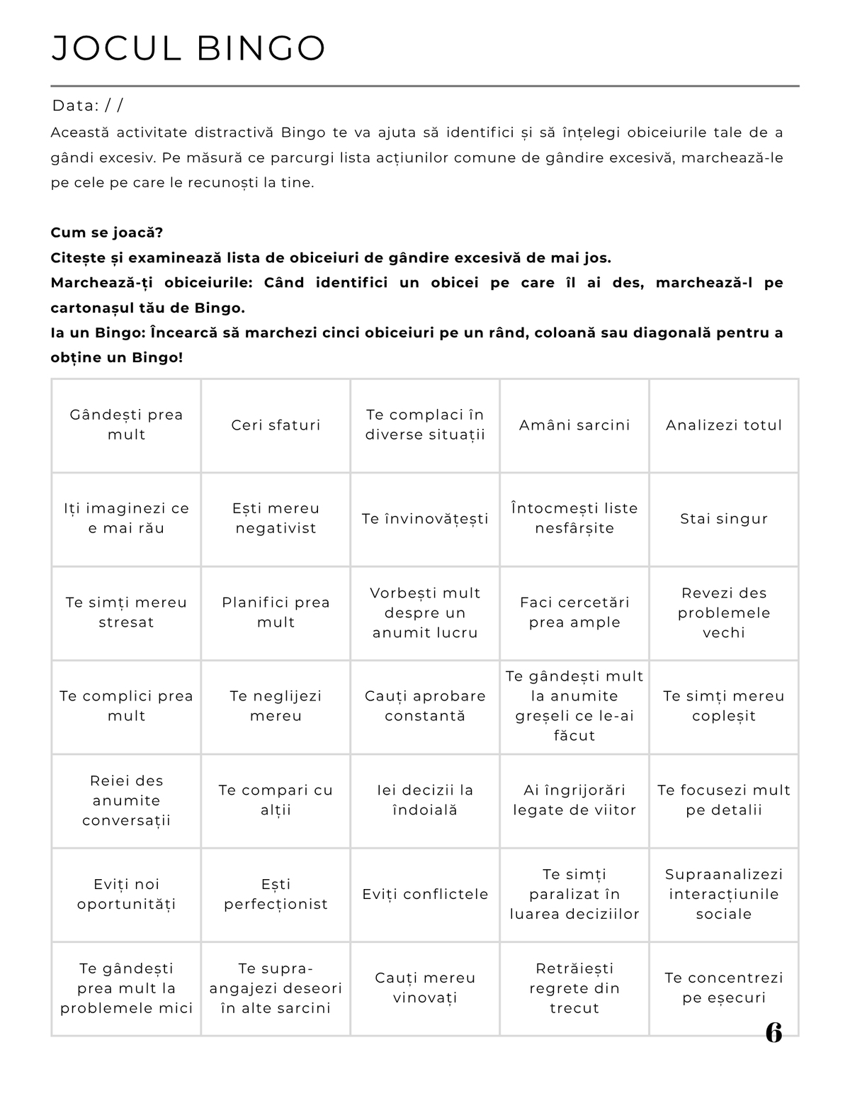 Interior Jurnalul Gândirii Pozitive PDF – exerciții și întrebări pentru restructurarea gândirii și conștientizare, cotomag.ro