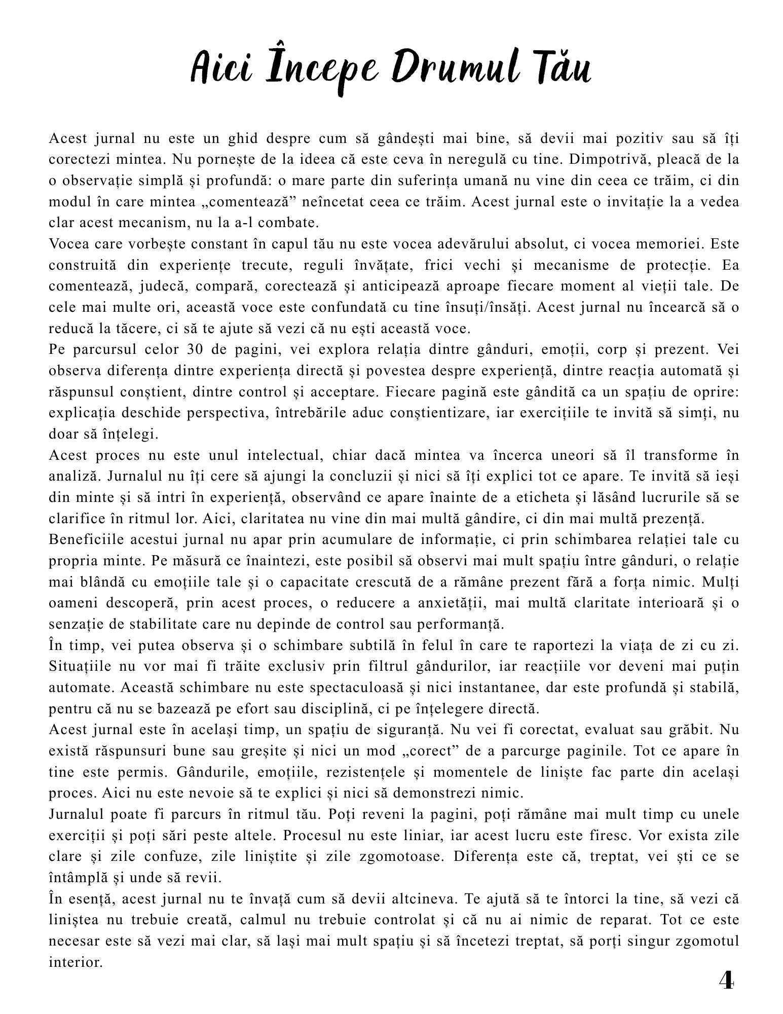 Interior Jurnalul Gândurilor Mele PDF – exerciții practice pentru reducerea overthinking-ului și organizarea gândurilor pentru claritate și liniște mentală, cotomag.ro