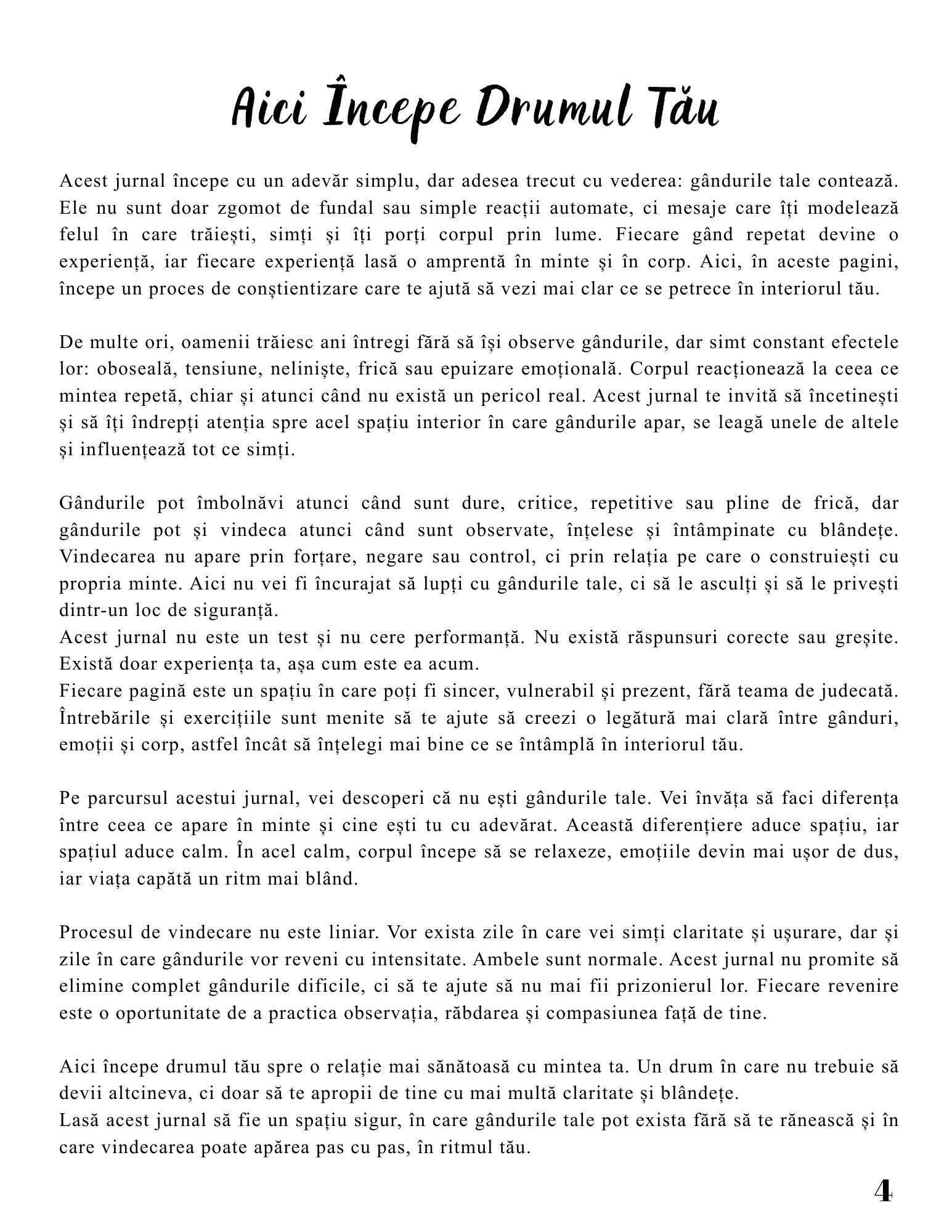 Interior Jurnalul Gândurilor Mele PDF Gândurile Ne Îmbolnăvesc – exerciții practice pentru conștientizarea tiparelor mentale negative și transformarea perspectivei, cotomag.ro