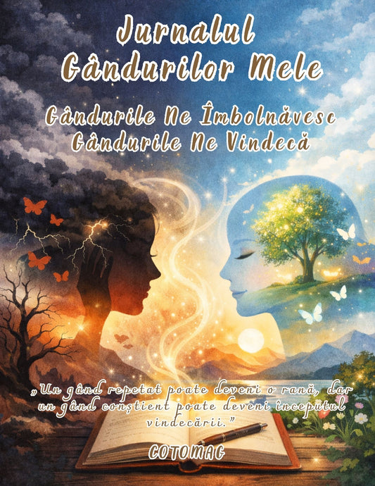 Jurnalul Gândurilor Mele PDF – Gândurile Ne Îmbolnăvesc – Gândurile Ne Vindecă, jurnal digital pentru conștientizarea și transformarea tiparelor de gândire negativă în română, cotomag.ro