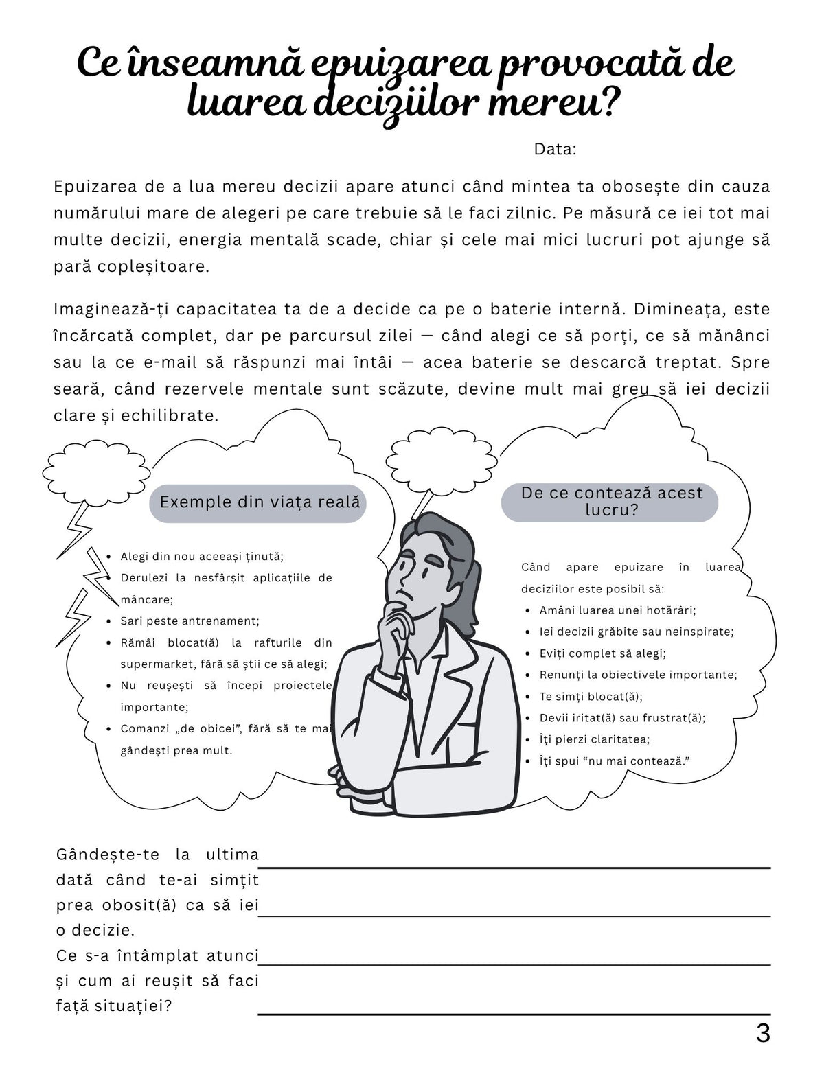 Interior Jurnalul unei Minți Epuizate de Luarea Constantă a Deciziilor PDF – exerciții și întrebări pentru claritate mentală, cotomag.ro