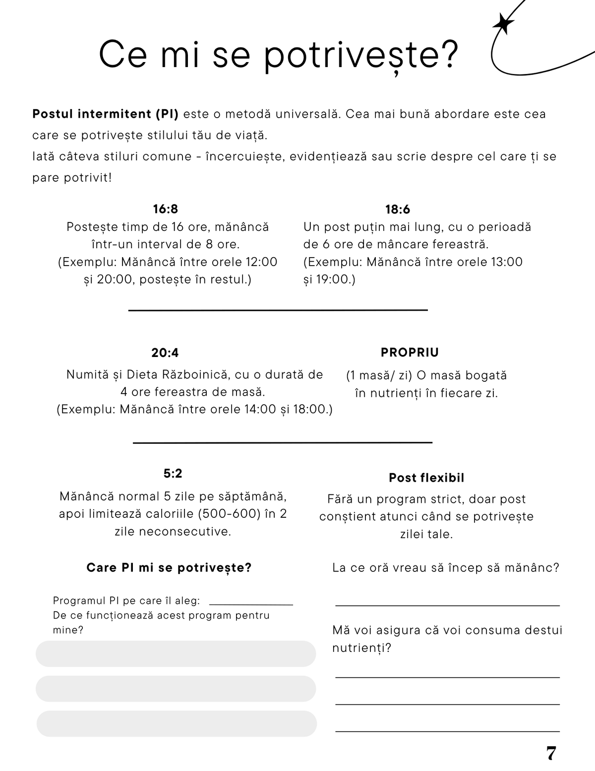Interior Jurnalul Postului Intermitent PDF – planificare intervale de post și monitorizarea progresului, cotomag.ro