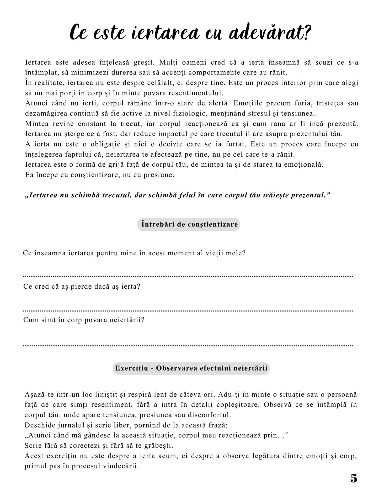 Interior Jurnalul Vindecării Mele PDF Puterea Iertării – exerciții și întrebări de reflecție pentru procesul de iertare, cotomag.ro