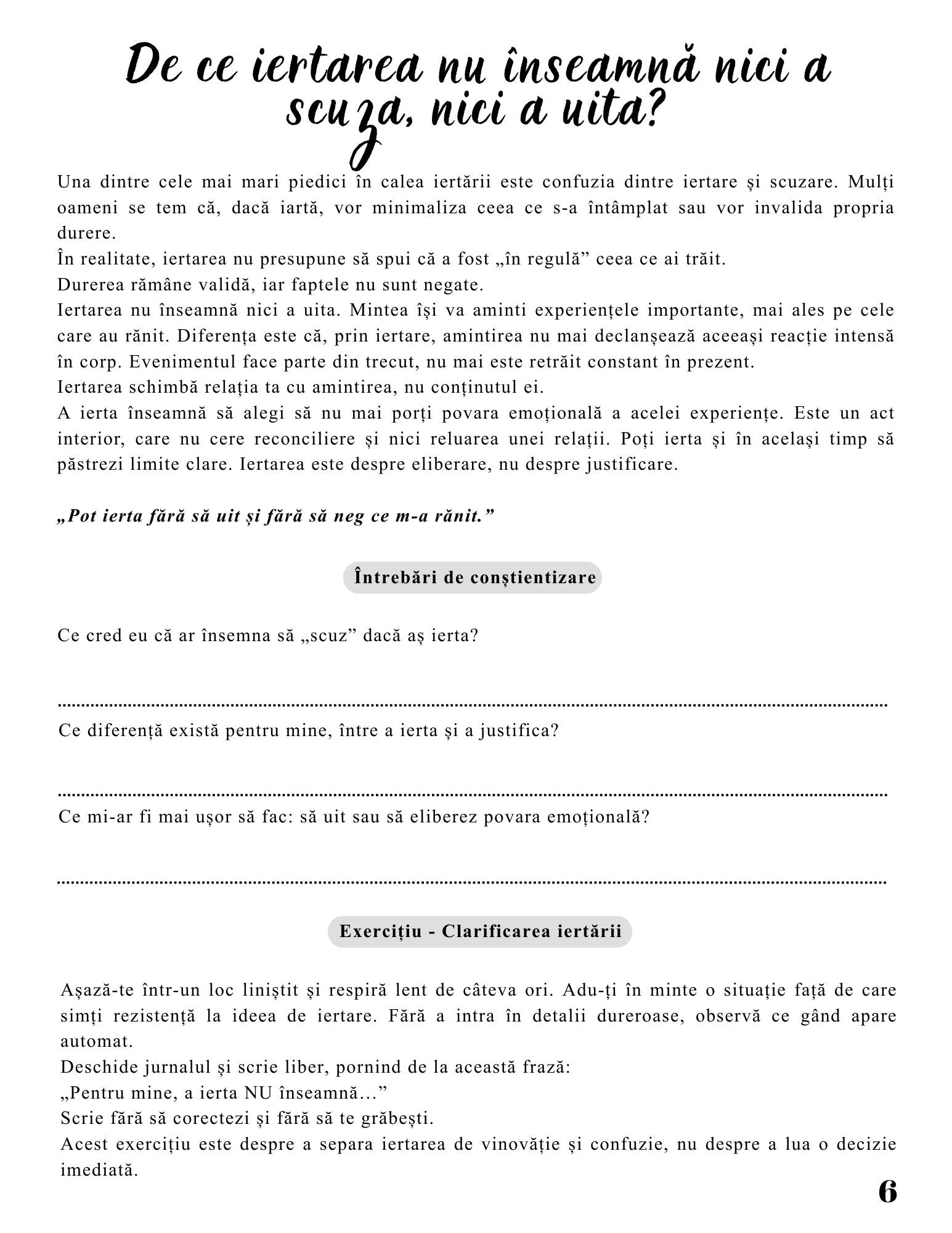 Interior Jurnalul Vindecării Mele PDF Puterea Iertării – exerciții și întrebări de reflecție pentru procesul de iertare, cotomag.ro