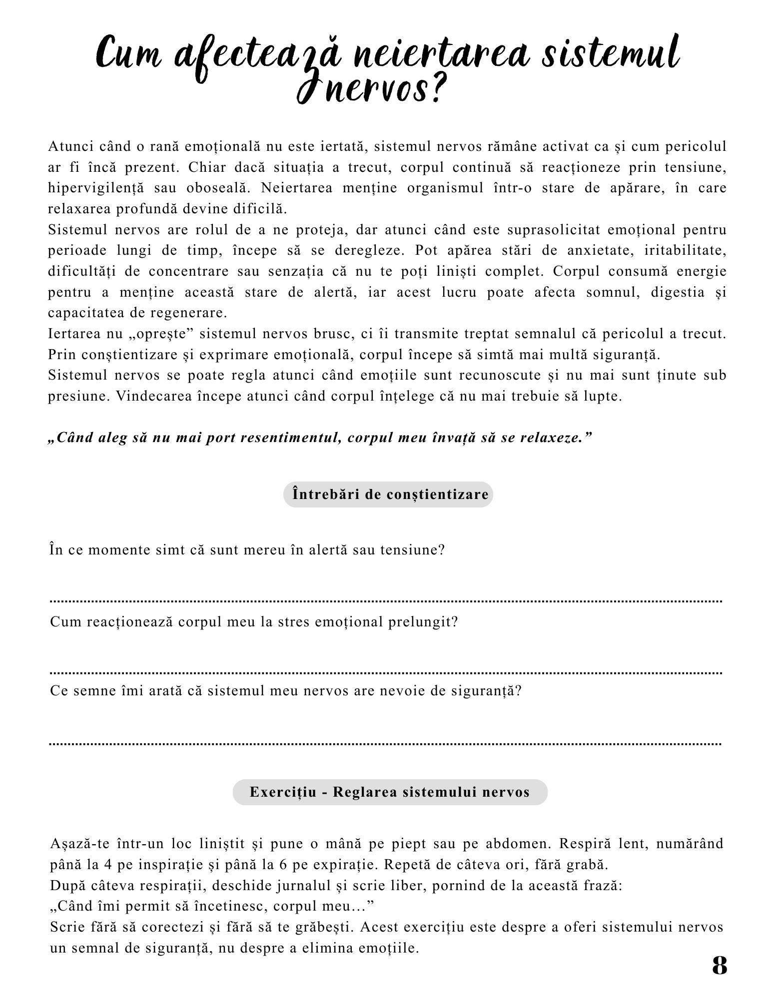 Interior Jurnalul Vindecării Mele PDF Puterea Iertării – exerciții și întrebări de reflecție pentru procesul de iertare, cotomag.ro 